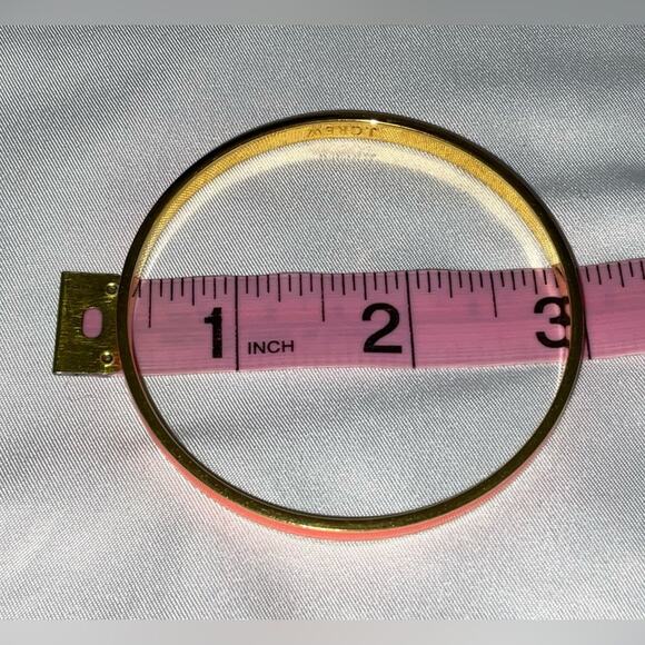 J CREW ORANGE ENAMEL GOLD TONE DESIGNER BANGLE BRACELET 3” - Picture 8 of 8